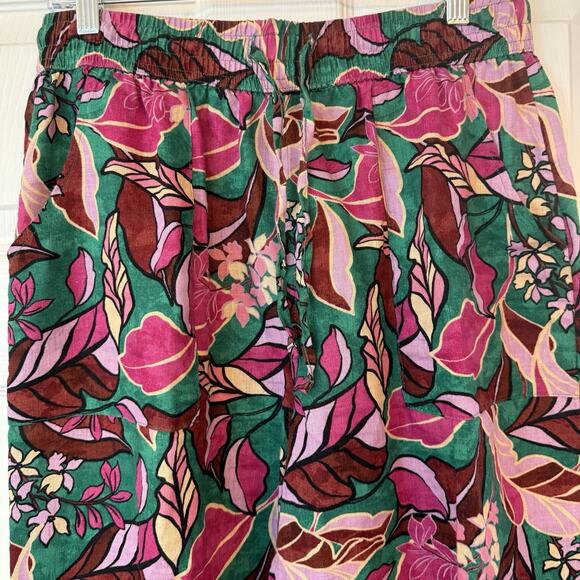 100% Linen Palazzo Pant Sz MED 30x28 Tropical Floral Vibrant Flowy Art To Wear - Picture 3 of 13